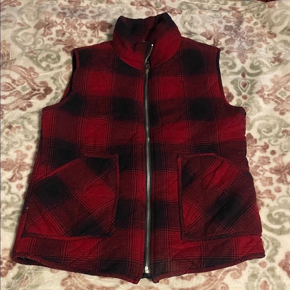 BE COOL Red and Black Plaid Vest